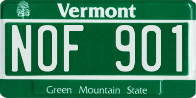 VT license plate NOF901