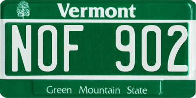 VT license plate NOF902
