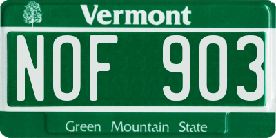 VT license plate NOF903
