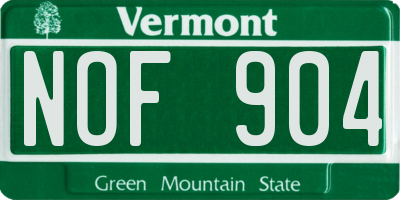 VT license plate NOF904