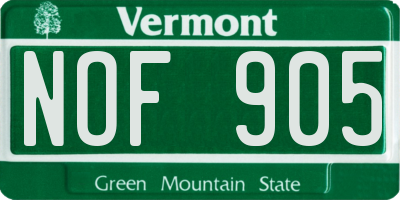 VT license plate NOF905