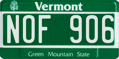 VT license plate NOF906