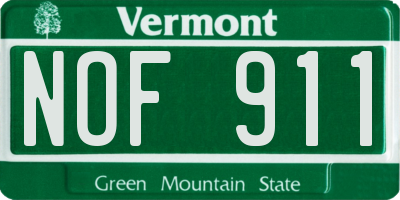 VT license plate NOF911