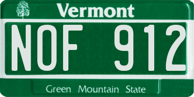 VT license plate NOF912