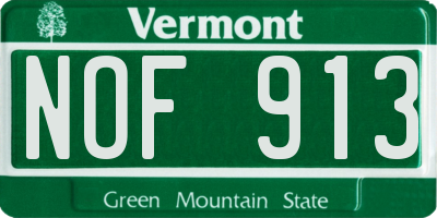 VT license plate NOF913
