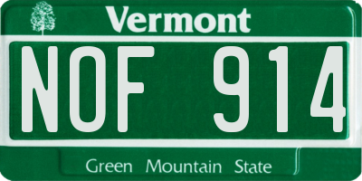 VT license plate NOF914