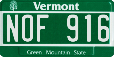 VT license plate NOF916