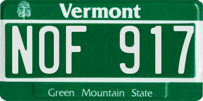 VT license plate NOF917