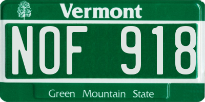 VT license plate NOF918