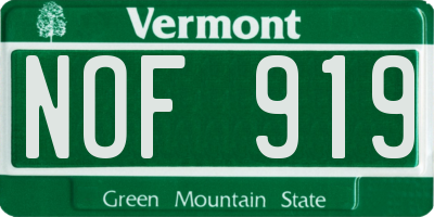 VT license plate NOF919