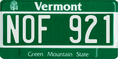 VT license plate NOF921