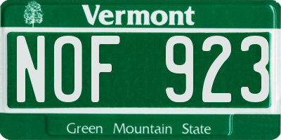 VT license plate NOF923