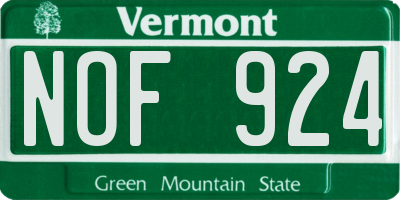 VT license plate NOF924