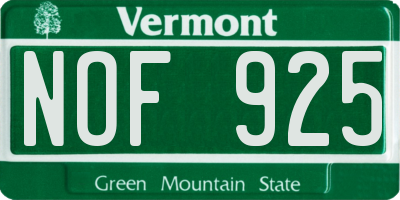 VT license plate NOF925