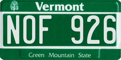 VT license plate NOF926