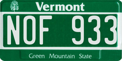 VT license plate NOF933