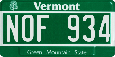 VT license plate NOF934