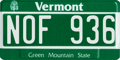 VT license plate NOF936