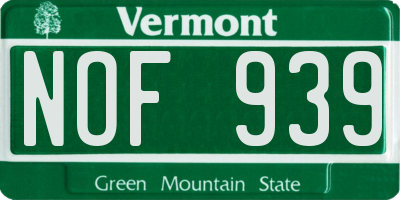 VT license plate NOF939