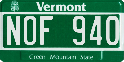 VT license plate NOF940