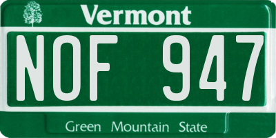 VT license plate NOF947
