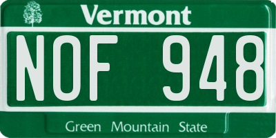 VT license plate NOF948