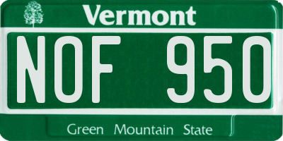 VT license plate NOF950