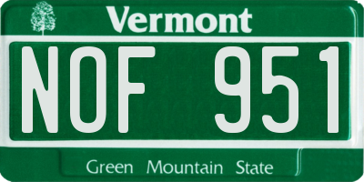 VT license plate NOF951