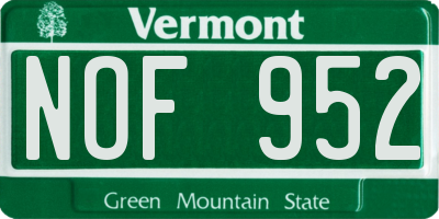 VT license plate NOF952