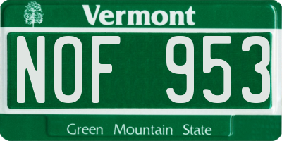 VT license plate NOF953