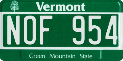 VT license plate NOF954