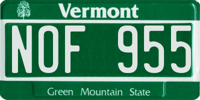 VT license plate NOF955