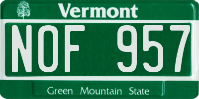 VT license plate NOF957