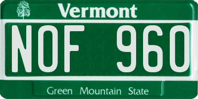VT license plate NOF960