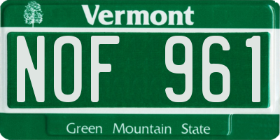VT license plate NOF961
