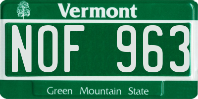 VT license plate NOF963