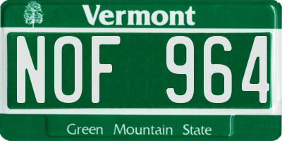 VT license plate NOF964