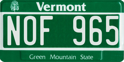 VT license plate NOF965