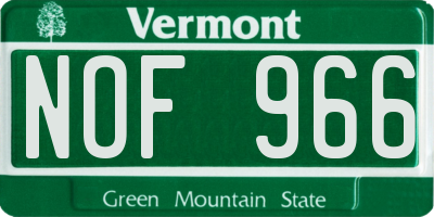 VT license plate NOF966
