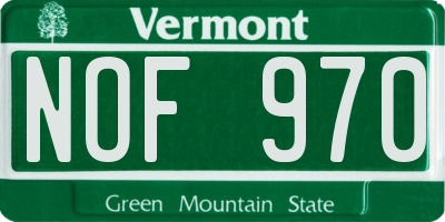 VT license plate NOF970