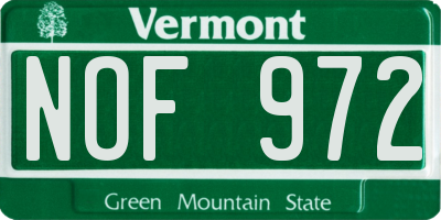 VT license plate NOF972