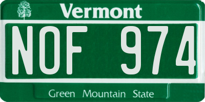 VT license plate NOF974