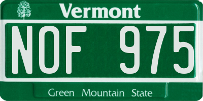VT license plate NOF975