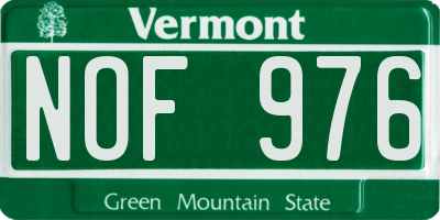 VT license plate NOF976