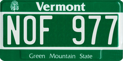 VT license plate NOF977