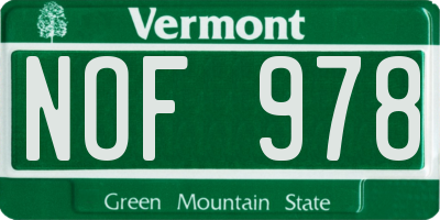 VT license plate NOF978