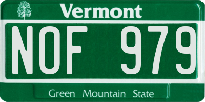 VT license plate NOF979