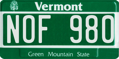 VT license plate NOF980
