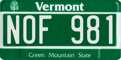 VT license plate NOF981