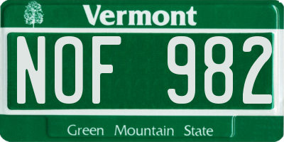 VT license plate NOF982